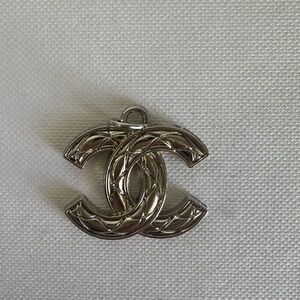 Chanel Stamped Silver Toned CC Zipper Pull Charm